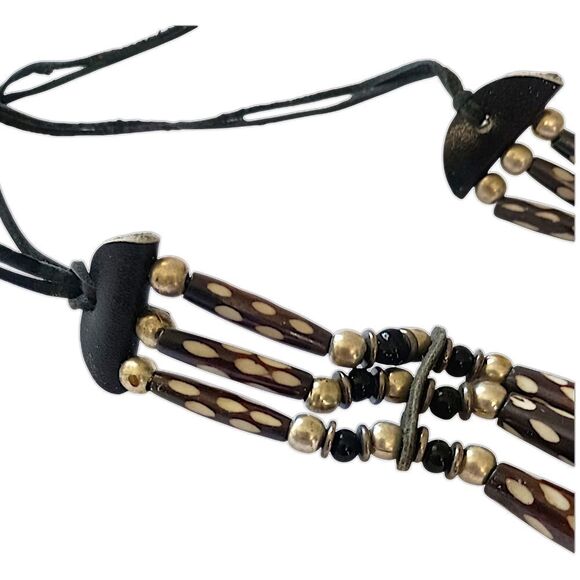 Native American Style Choker Necklace Ceramic Beaded Tribal Ethnic Bohemian - Picture 5 of 16